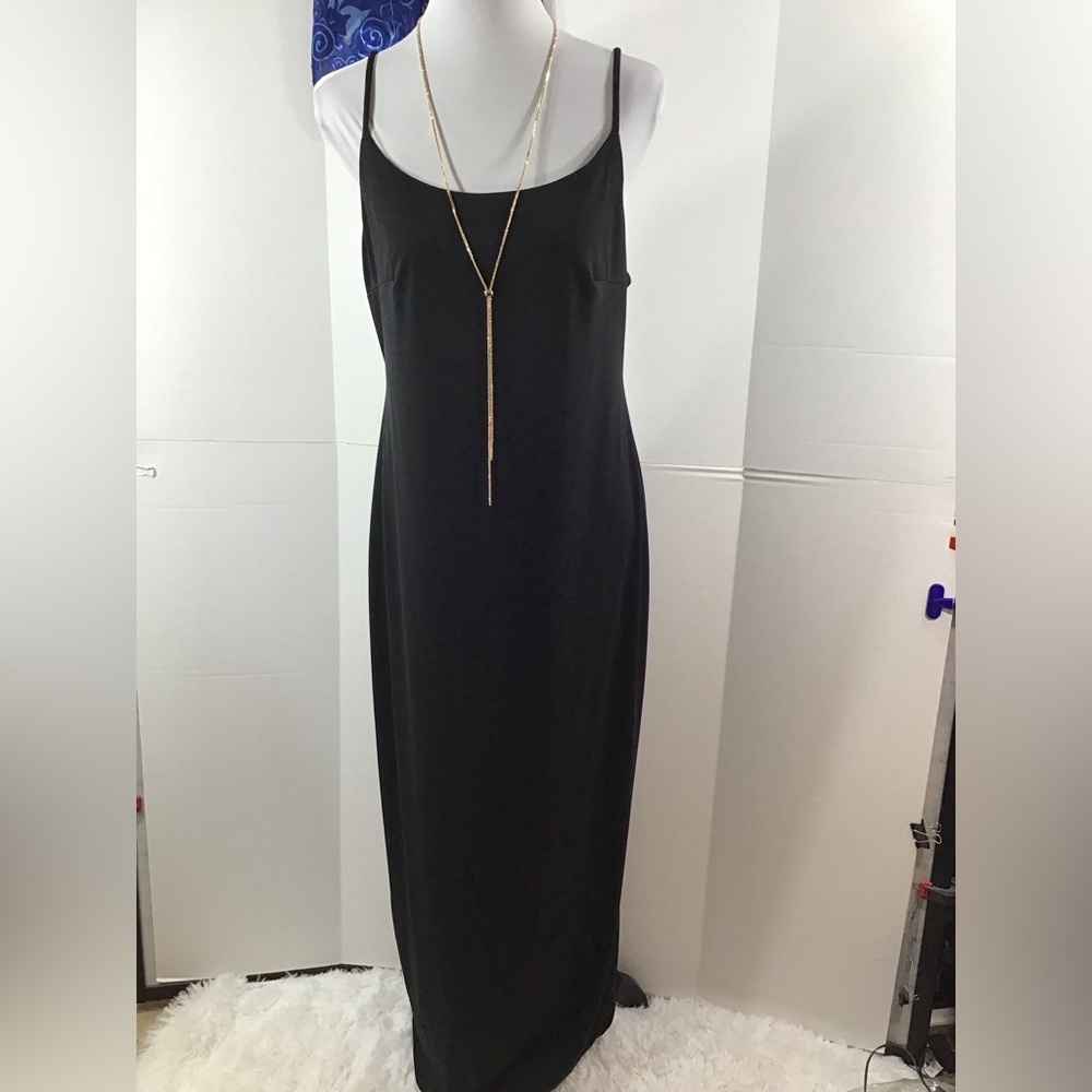 Vintage Stenay black spaghetti strap maxi dress 12